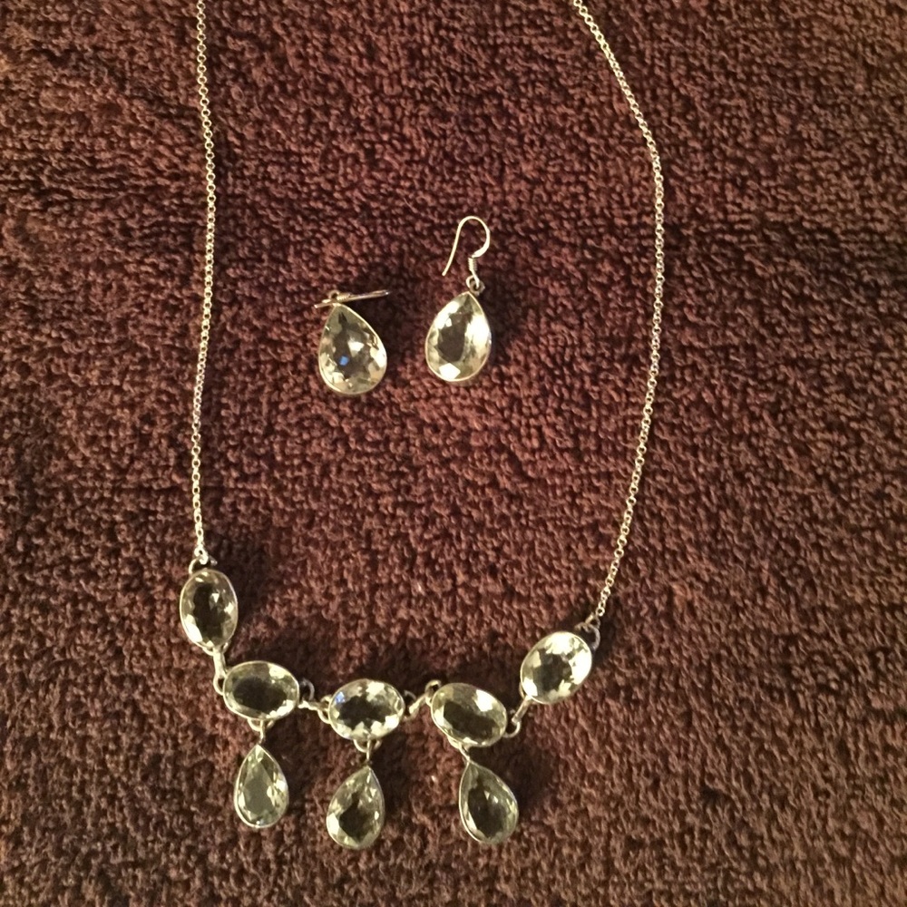 Green amethyst and sterling silver set